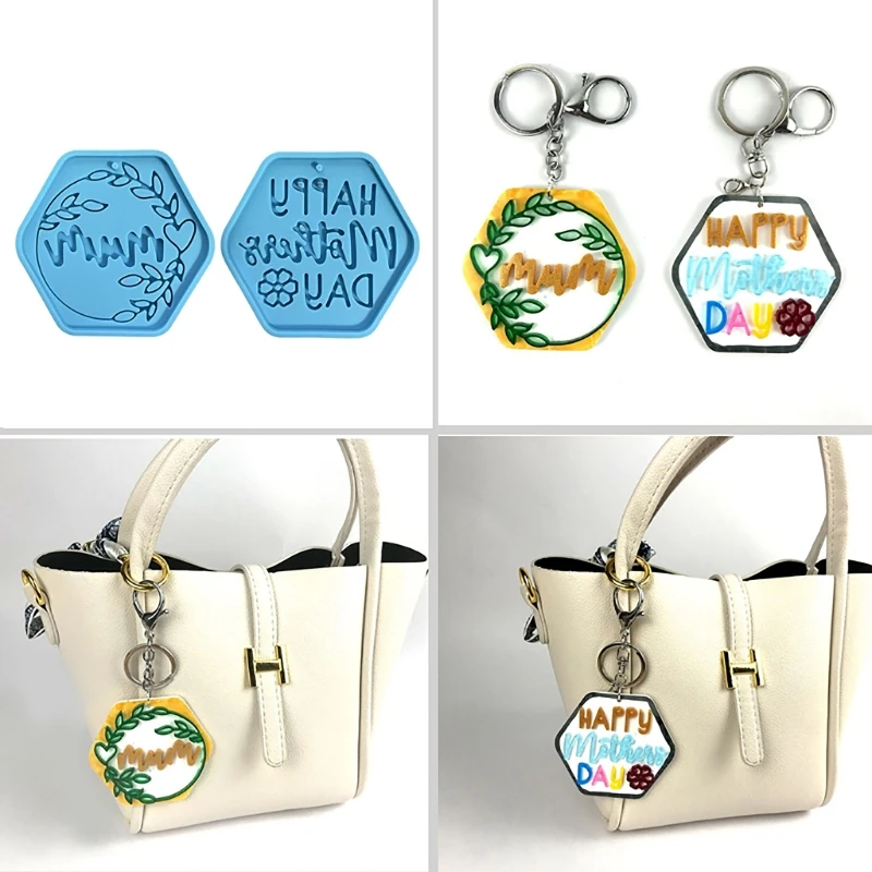 

3 Pcs MOM BABY DAD Charm Silicone Epoxy Resin Molds DIY Keychain Pendant Jewelry for Mother's Day Father's Day Craft
