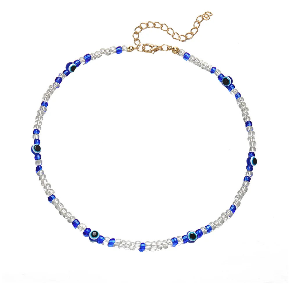 

Ожерелье с жемчугом, подростковые летние бусины, Женская цепочка длиной до ключиц 37x0,8 см (стекло) для девушек