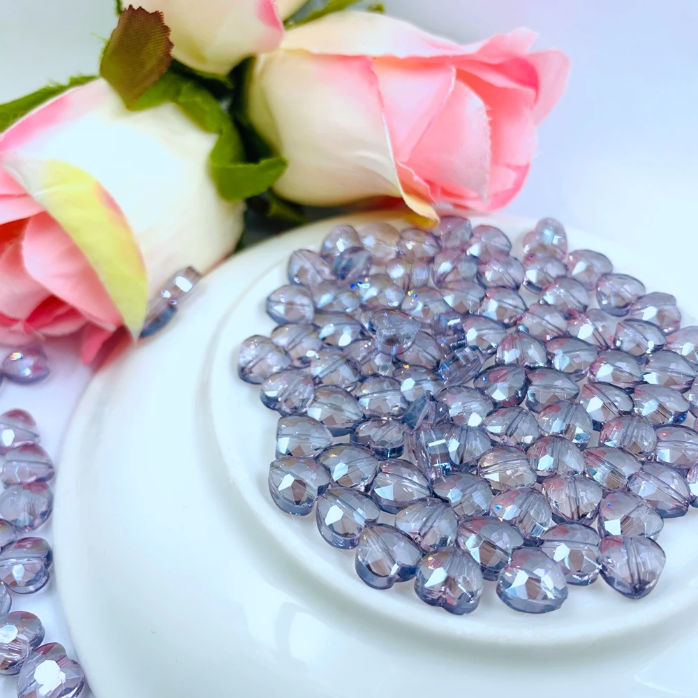 Стеклянные хрустальные бусины в форме сердца 8 мм 20 шт. упаковке много цветов для