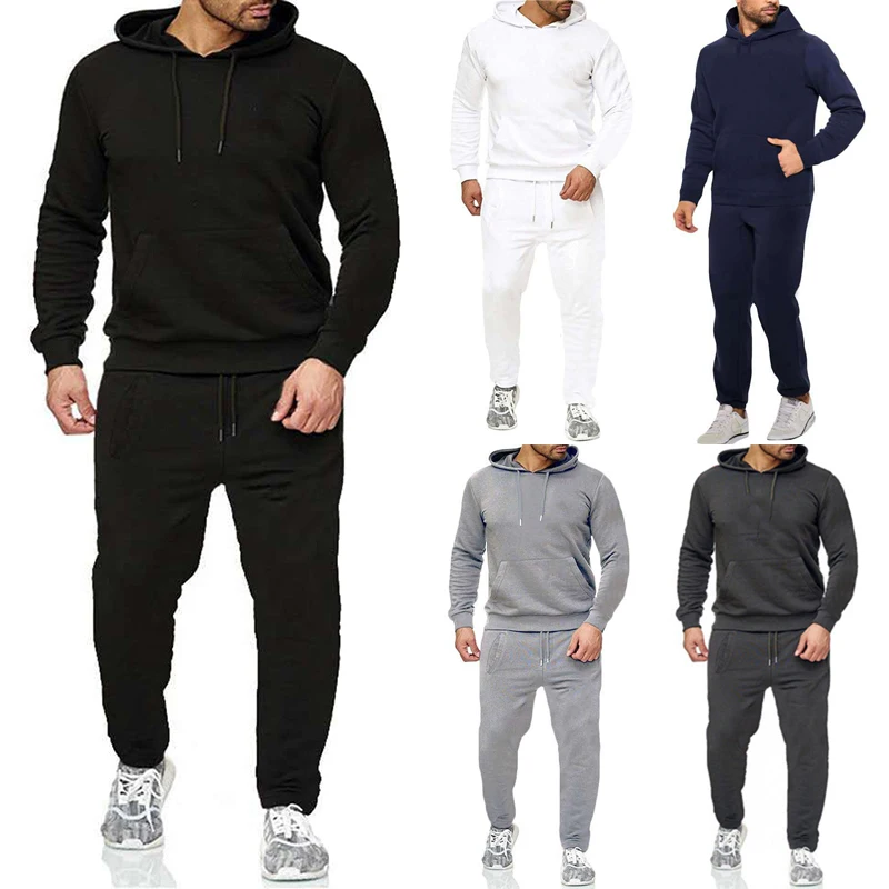

2 Piece/Set Men's Fitness Tracksuit Casual Sport Pants Top Sweatsuit Hoodie Set New
