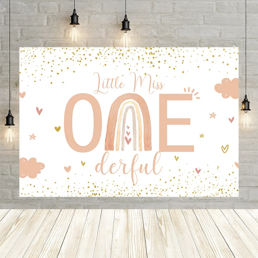 

Photography Background Boho Rainbow Birthday Party Little Miss Onederful Backdrop Pink Heart Baby Shower Photo Studio Banner