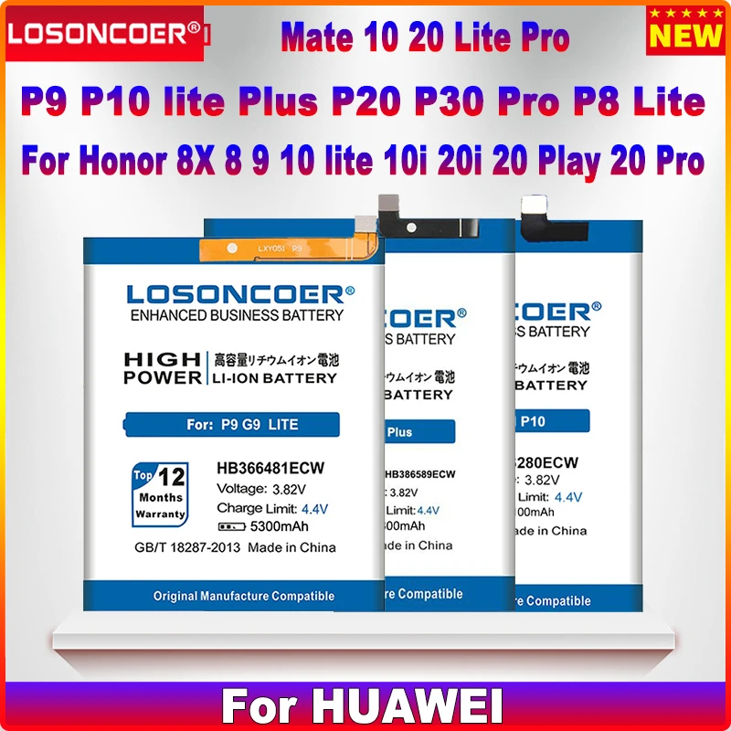 

For Huawei P9 Y9s P8 P7 P6 P10 P20 Lite V10 Plus Pro honor 8 9 9X Pro 10 Lite 5C 9i G9 7C 7A 8X 20 V20 20S Mate 20 Pro X Battery