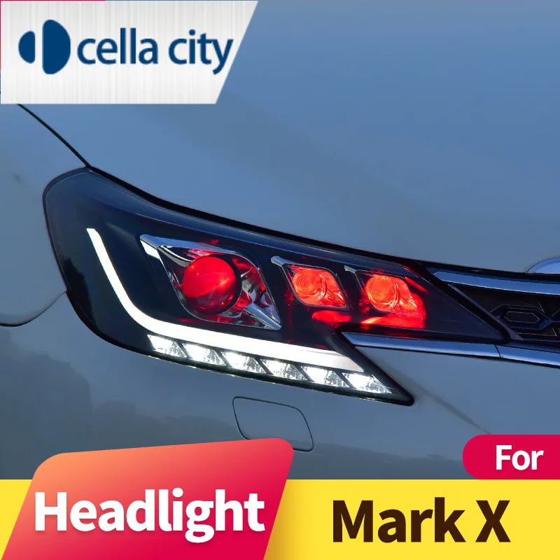 

Передняя фара в сборе для Toyota Mark X светодиодный, дневная подсветка светильник светодиодный, демонические глаза с высоким лучом