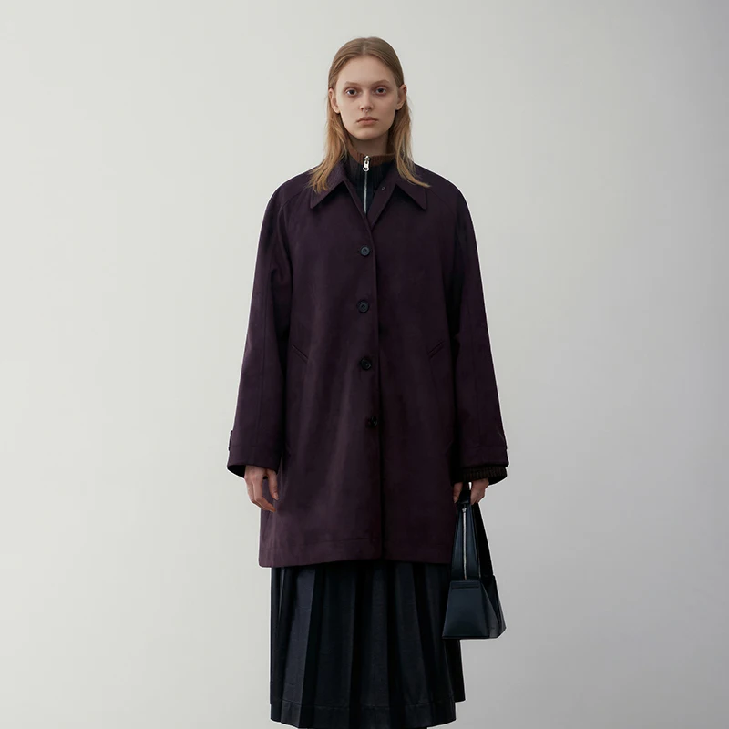 Высокая версия низкий корейский Sle экологически чистый замшевый кожаный плащ