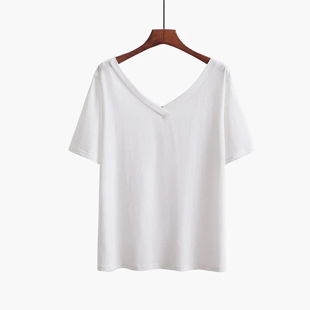 

2022 damska koszulka bawełniana letnia jednokolorowa koszulka z krótkim rękawem koszulka damska topy