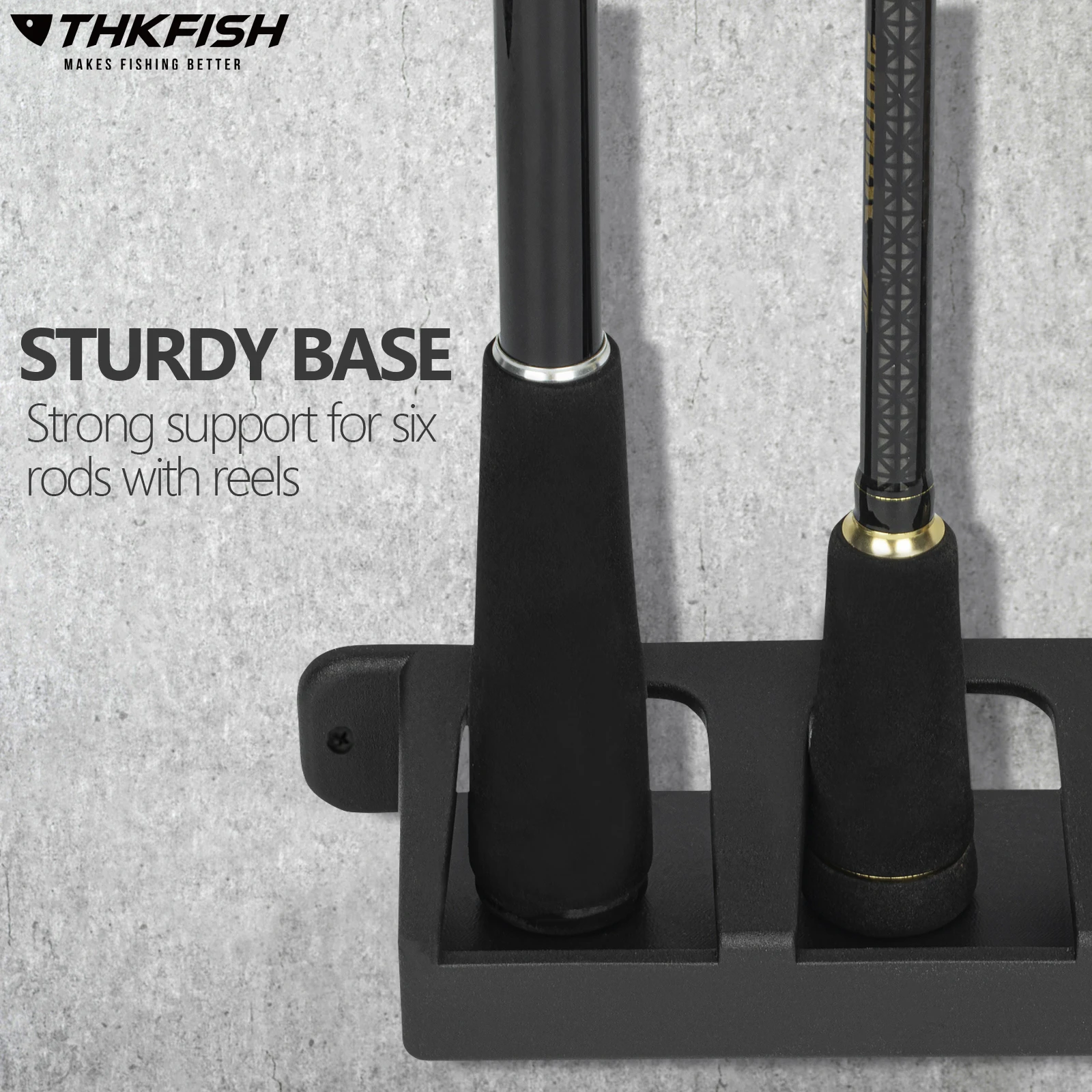 THKFISH 2 Pcs Fishing Rod Holder Stand Kit 6 Holes Black ABS Plastic Wear-resistant Durable Horizontal Wall-mounted Pole Rack - купить по