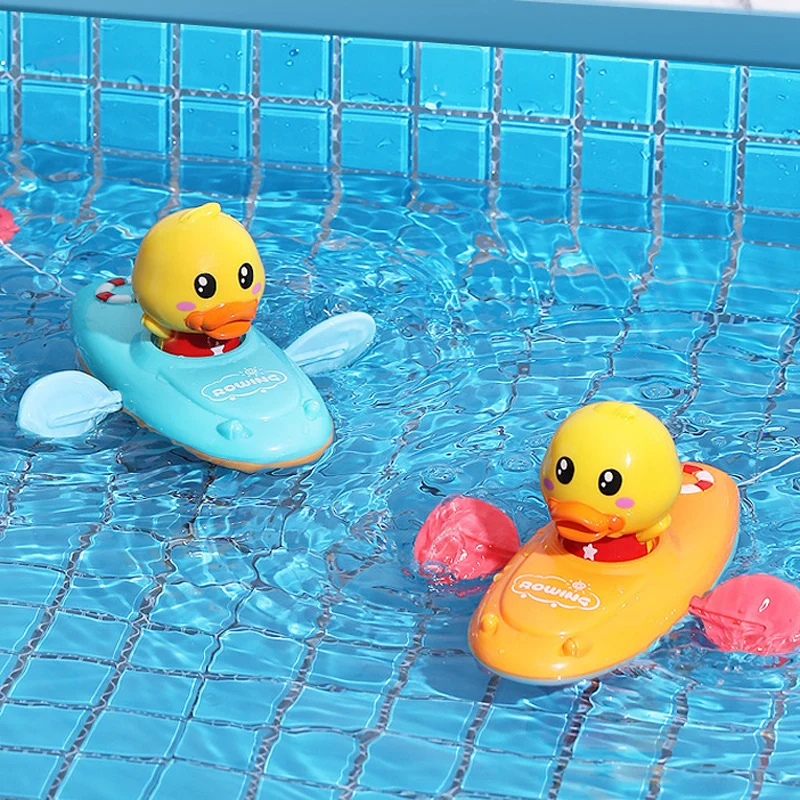 

Bath QWZ Swim New Children Gifts Baby 1 Toy Water Toys Kids Pcs Summer Boat Classic Floating Rowing Wound-up for Chain Duck