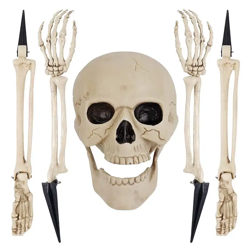 

Skeleton Arm Stakes Halloween Decoration Life Size Skull And Arms Legs Realistic Skeleton Bones For Halloween Yard Stakes