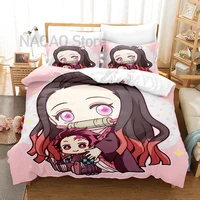 kamado nezuko bedding set single twin full queen king size demon slayer bed set aldult kid bedroom duvetcover sets 3d anime 043