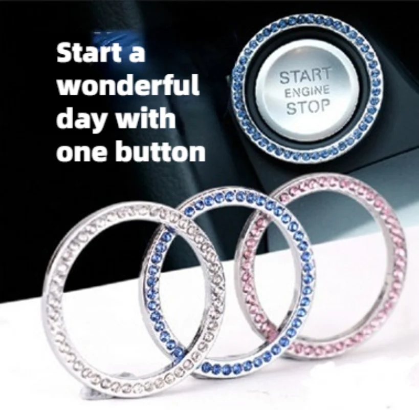 

Car Bling One-Click Start Stop Engine Ignition Ring Sticker Crystal Rhinestone Circle Decor Accessories Car Accessories Interior