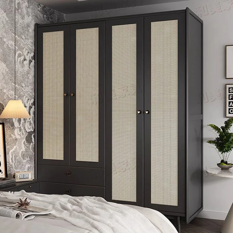 Полноразмерный скандинавский гардероб рубашки для спальни черная полка