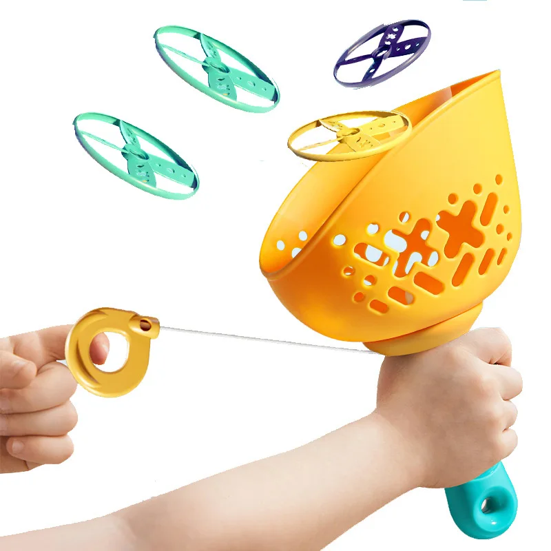 

Flying Saucer Disc Launcher Kids Flying Toys Pull String UFO Throw Catch Outdoor Sport Propeller Children Toys Gift For Boy Girl