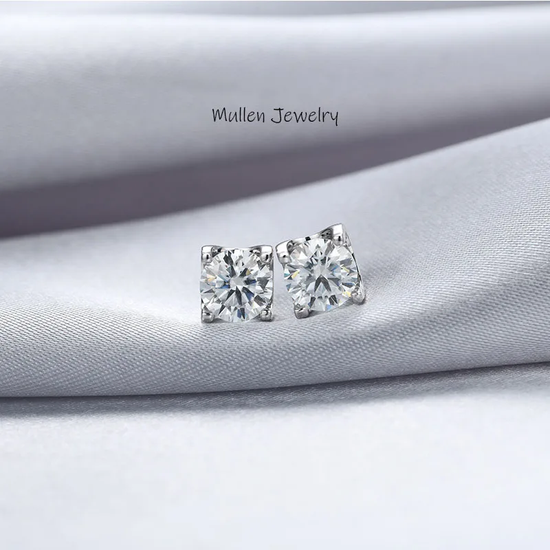

D Color Moissanite Women's Sterling Silver Niche 1Carat Cow Head Stud Earrings Super Glitter Diamond Gift Part Fine Jewelry