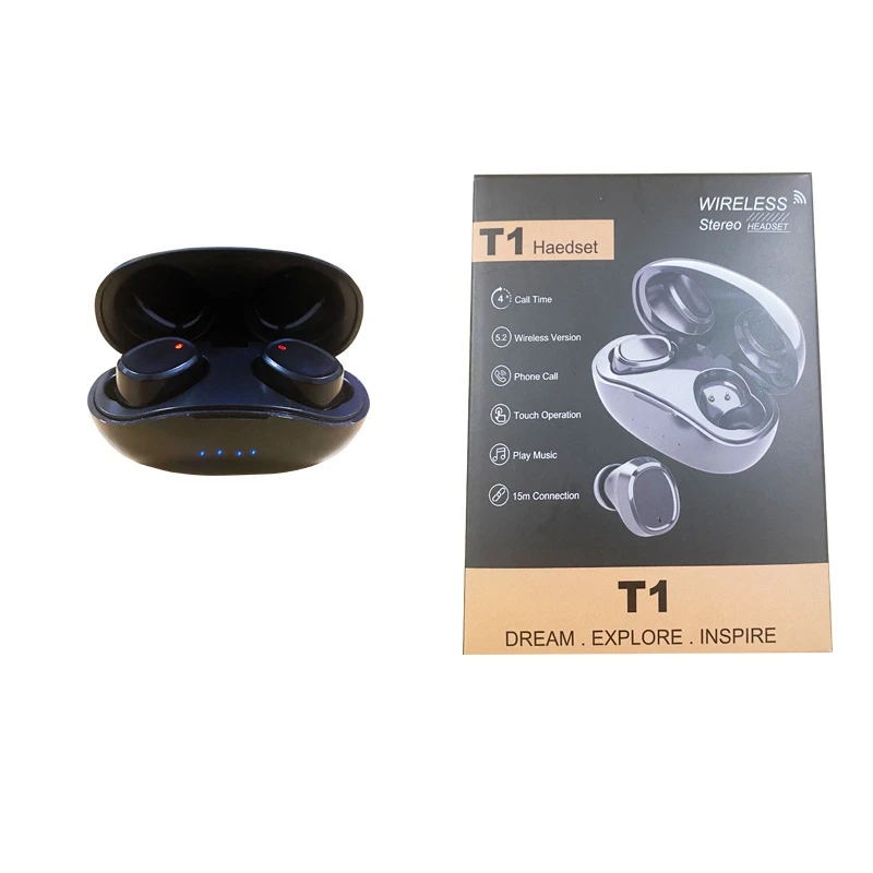 Bluetooth-гарнитура T1 беспроводная Спортивная уличная гарнитура 5 0 с зарядным