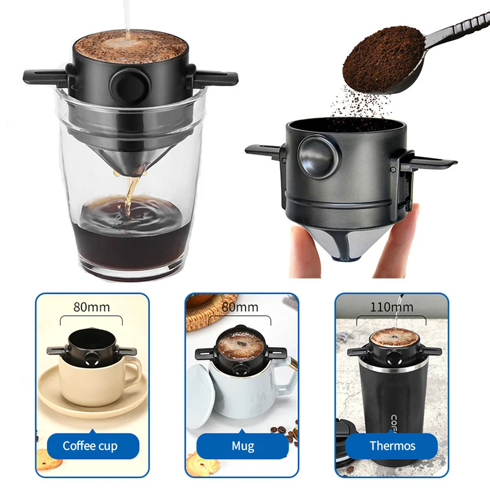 

Складной фильтр для кофе, портативная капельница из нержавеющей стали, держатель для кофе и чая, воронка, корзина, многоразовый держатель для чайника, капельница для кофе