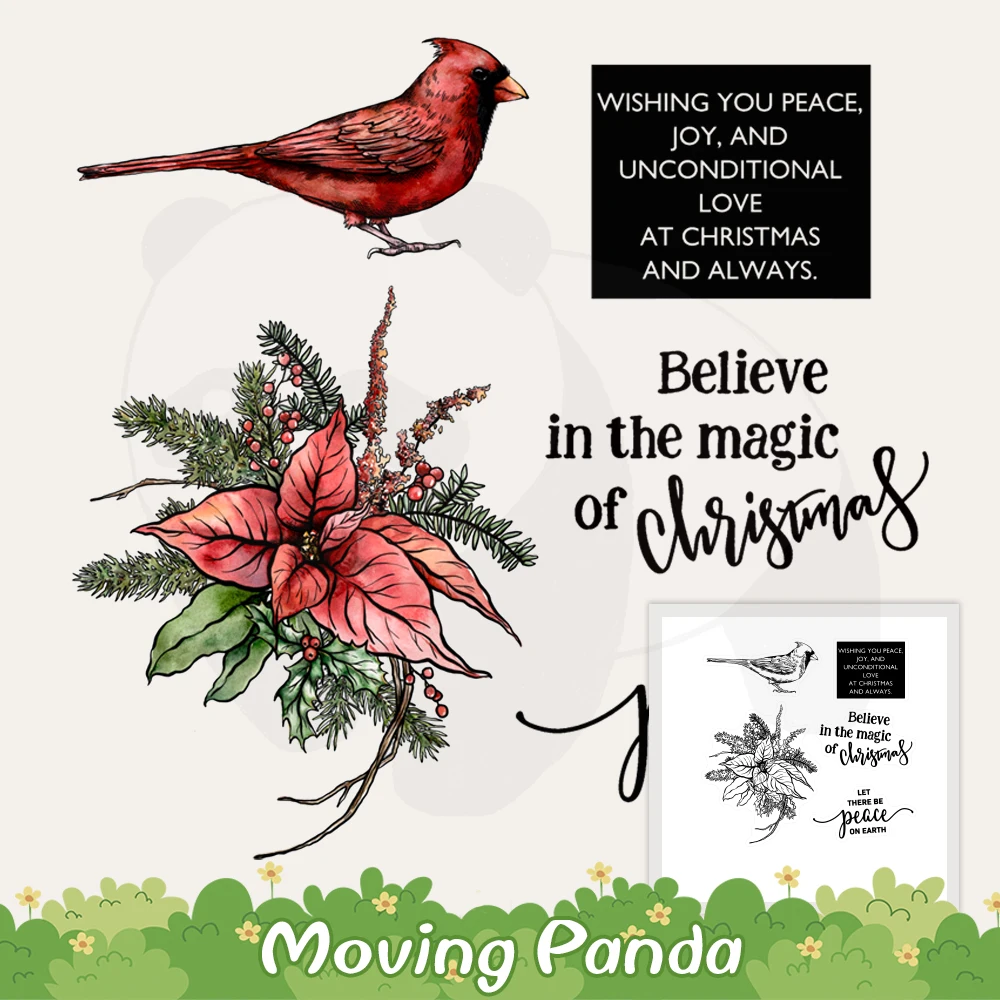 

Birds And Flower Christmas Cutting Dies Clear Stamp 2022 Winter Xmas DIY Scrapbooking Metal Cut Dies Silicone Stamps For Cards