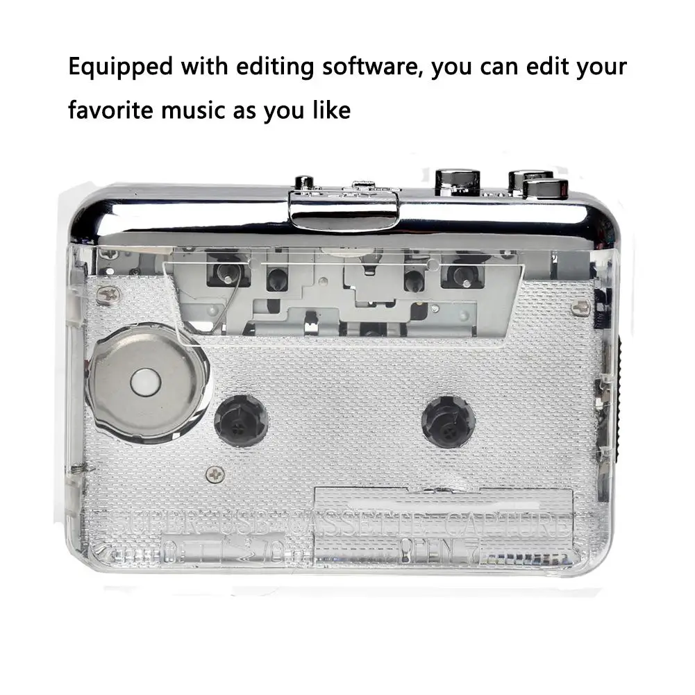 

Кассетный проигрыватель с портом, записывающее устройство для Mp3, полный прозрачный корпус, порт Type-c, преобразователь, лента Walkman на Cd, Пряма...