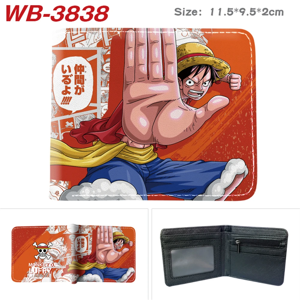 

Кожаный кошелек Luffy из аниме One Piece, складной Повседневный держатель для карт и монет для молодых мужчин и женщин, кошелек с мультяшным принто...