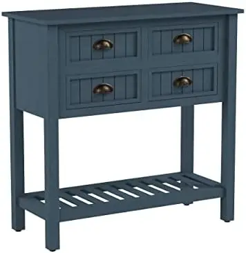 

Bead Board 4-Drawer Console Table, Antique Navy