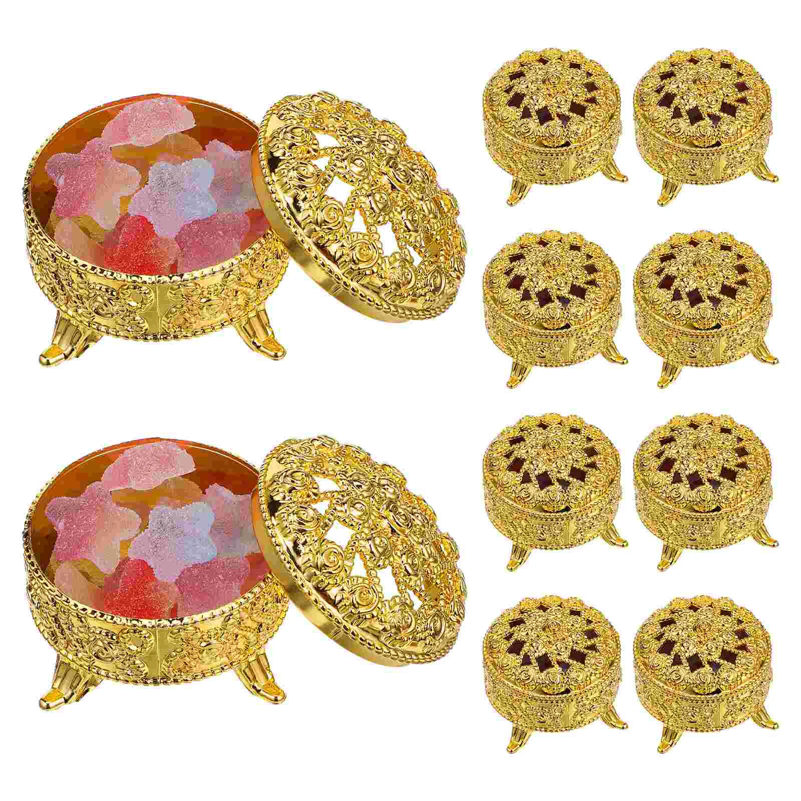 10 Pcs Mini Pumpkin Decor Rose Candy Box Jars Party Boxes Favor Gold Gift Golden Baby