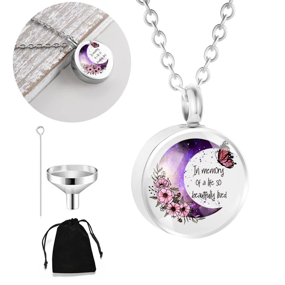 Ожерелье Moon Urn, круглая искусственная Кремация, модные ювелирные изделия, подарки для женщин и мужчин-в памяти о жизни, так красиво живущее