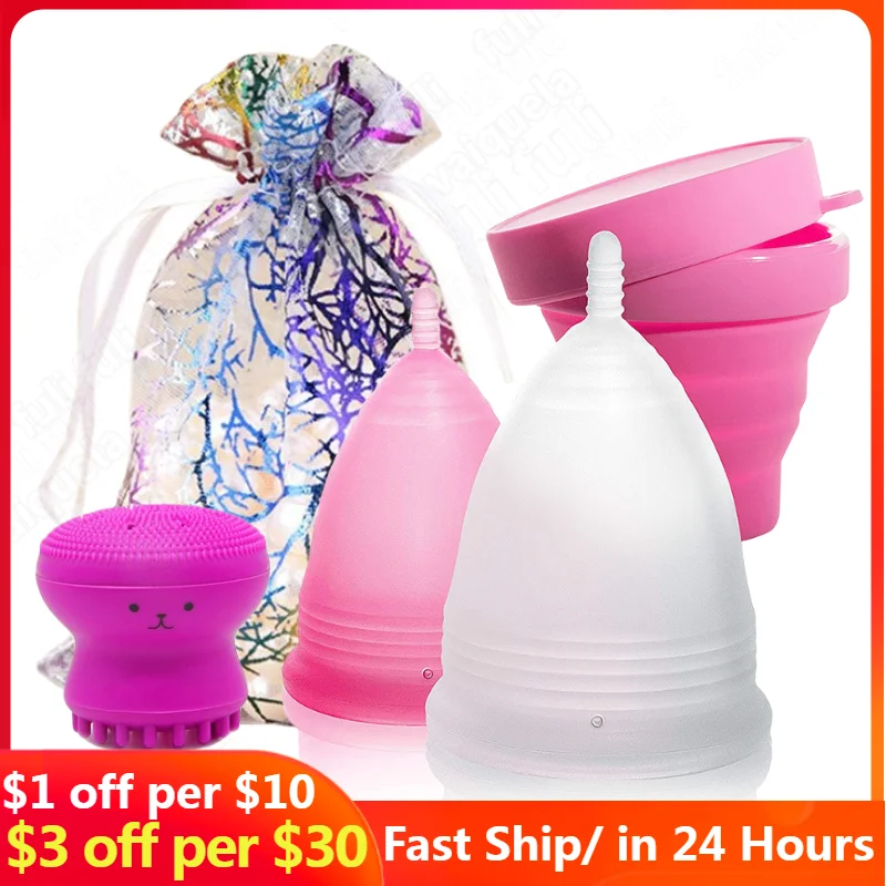 

5pcs Medical Grade Silicone Menstrual Cup Feminine Hygiene Menstrual Period Reusable Vaginal Cups & Collapsible Cup Women Period