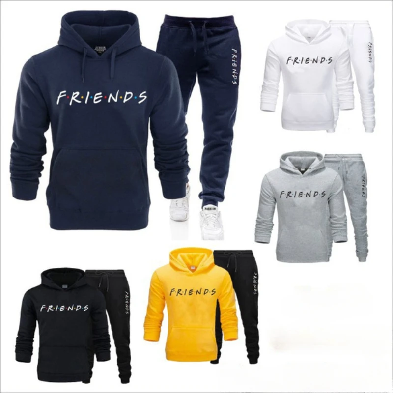 

Hot Sale Friends Printed Men Sweatshirts + Pants Two Pieces Set Casual Tracksuit Suit Sport Pullover Hoodie Suits Sweatpants