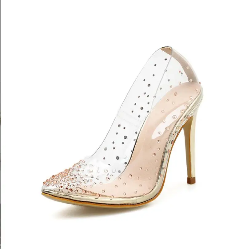 Women Shoes Fashion RhinestoneWomen's high heels Bridesmaid Wedding Shoes Solid Pointed Toe Stiletto Pumps High Heels Large size