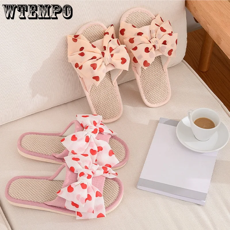 WTEMPO Lovely Butterfly Knot Slippers Women Spring Autumn Home Indoor Fashion Slides Comfy Flip Flops House Shoes Dropshipping