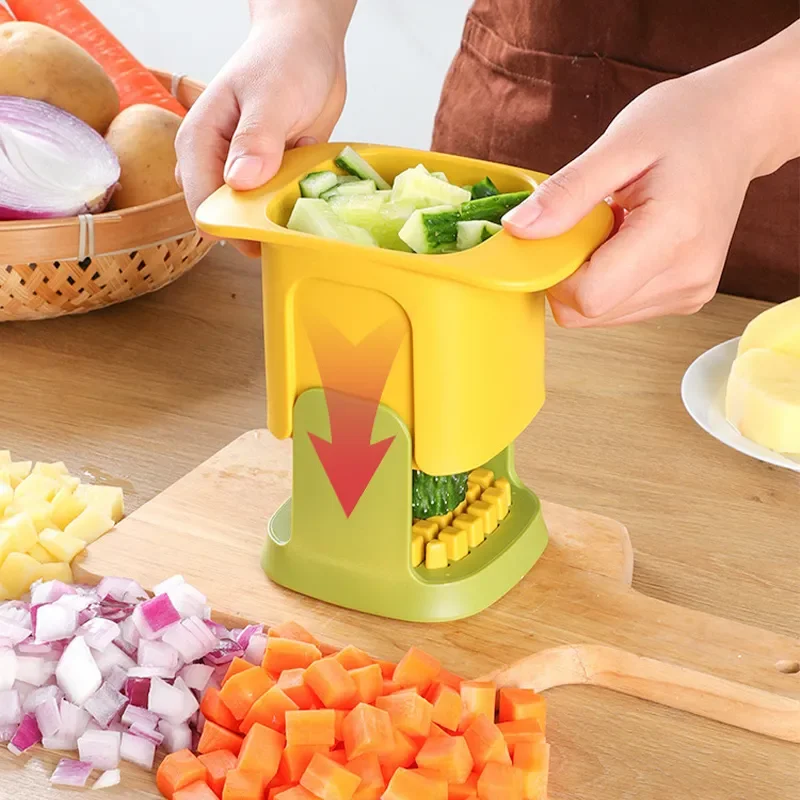 

2023 Multifunctional Hand Pressure Cutter Kitchen Potato Chip Cutting Diced Radish Onion Cubes Artifact Kitchen Cooking Accessor