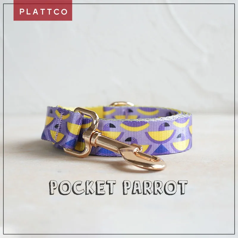 

PLATTCO unique design dog leash print POCKET PARROT pattern with high quality light color zinc alloy buckle 5 size PDL312G