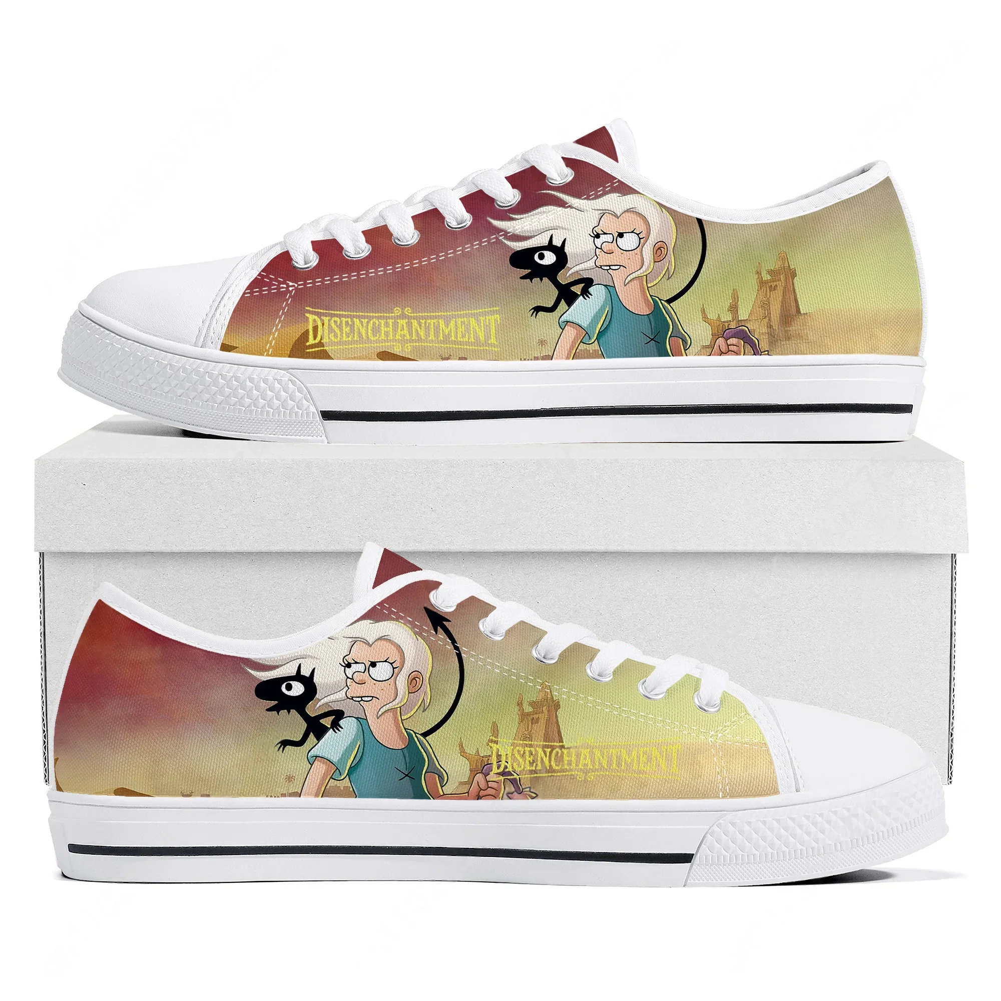 Фото Кеды Disenchantment Low Top: высококачественные кроссовки для мужчин, женщин и подростков, повседневная обувь из канваса с модными узорами, индивидуальный дизайн №1