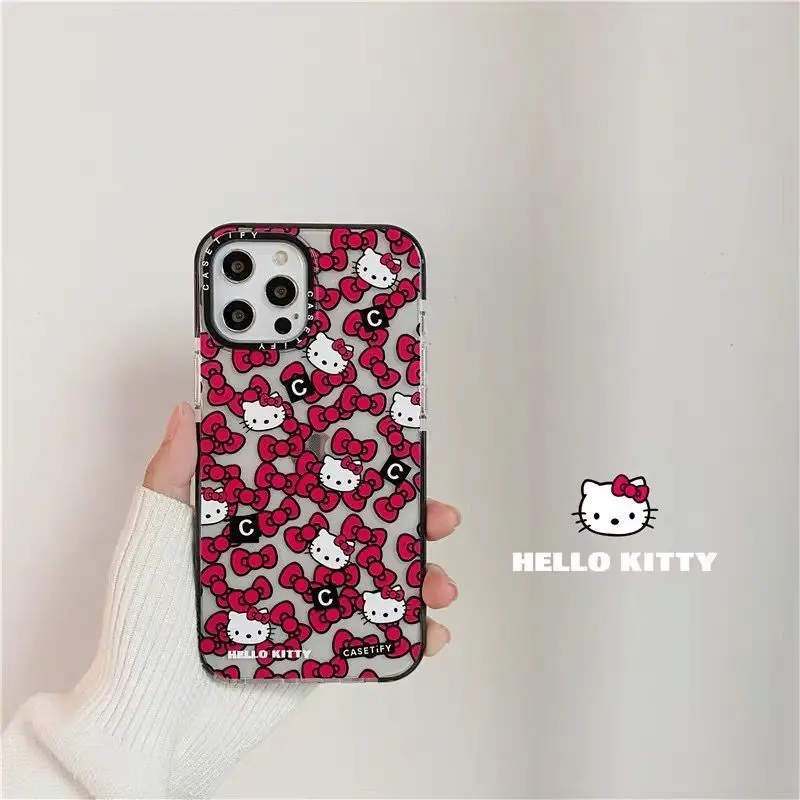 

Hello Kitty Phone Cases For iPhone 13 12 11 Pro Max Mini XR XS MAX 8 X 7 SE 2020 Personalized Transparent Anti-drop Back Cover