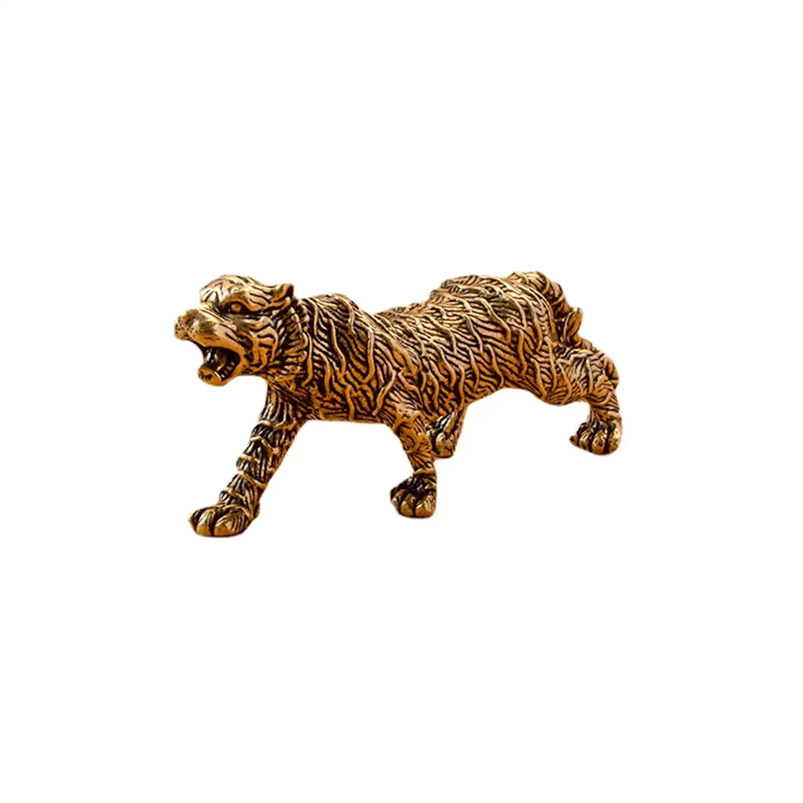 

Copper Tiger Ornament Creative Craft Vivid Statue Brass Tiger Statue Figurine for Study Room Dining Room Car Office Bookcases