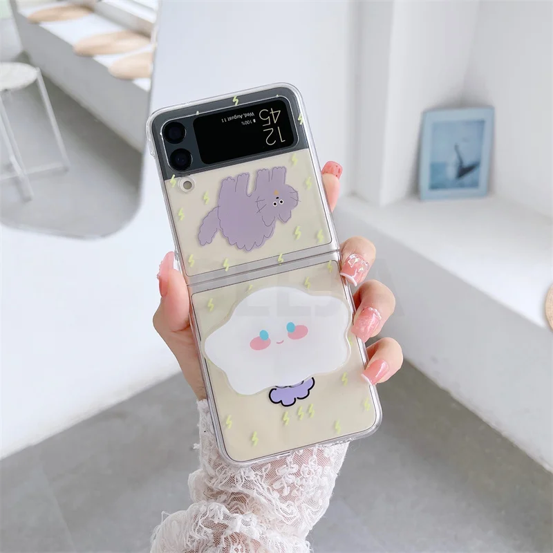 Чехол-подставка для телефона с милым мультяшным котом Samsung Galaxy Z флип-чехол 3 дюйма