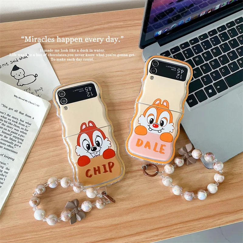 

Wave Cartoon Squirrel Phone Case for Samsung Galaxy Z Flip 5 4 3 Protective Back Cover for ZFlip3 ZFlip4 ZFlip5 Case Shell