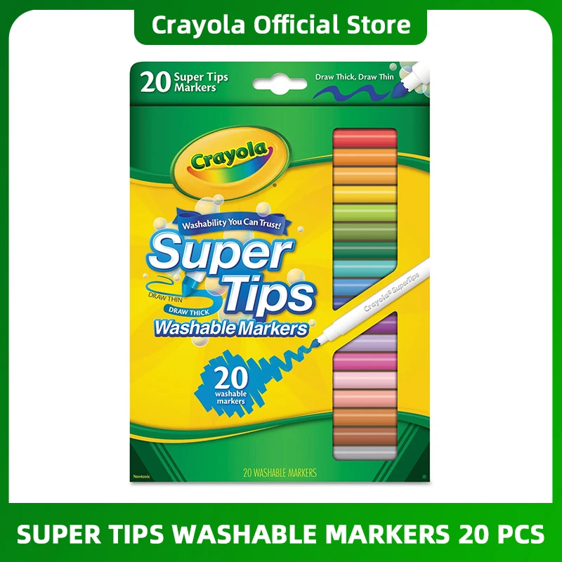 Crayola 20 Super Tips Watercolor Markers Set Children's Non-