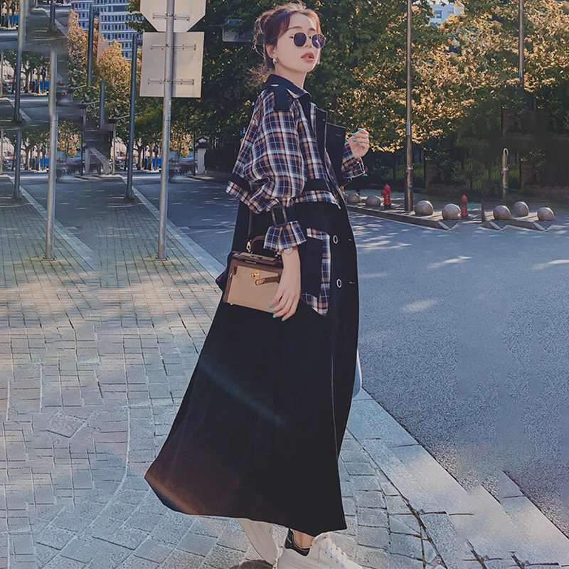 Корейская клетчатая ветровка Женская весенне-осенняя популярная универсальная