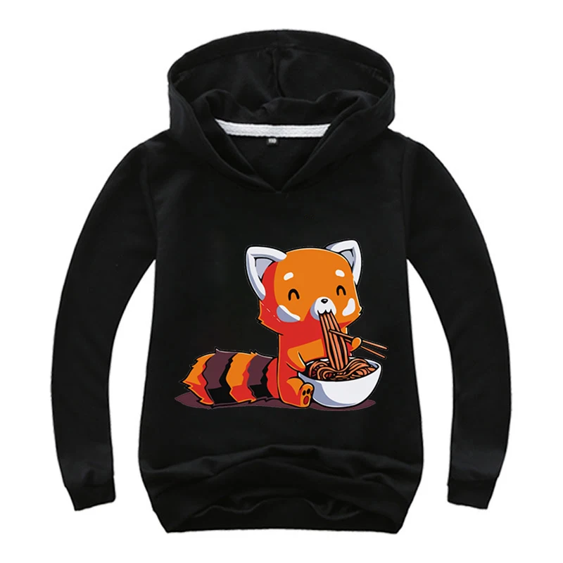 

red bear Eat noodle summer Boys Girls brown bear Sweatshirts Cartoon Print Hot Selling Kids Clothes Long Sleeve Hoodies pullover