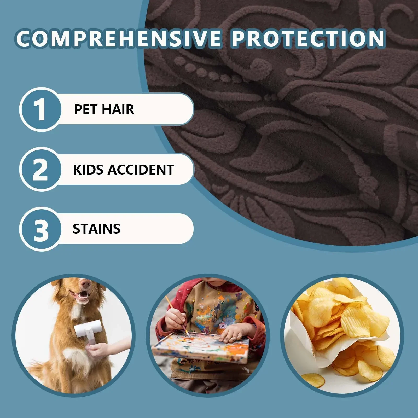 Противоскользящие жаккардовые чехлы на диван 1/2 места