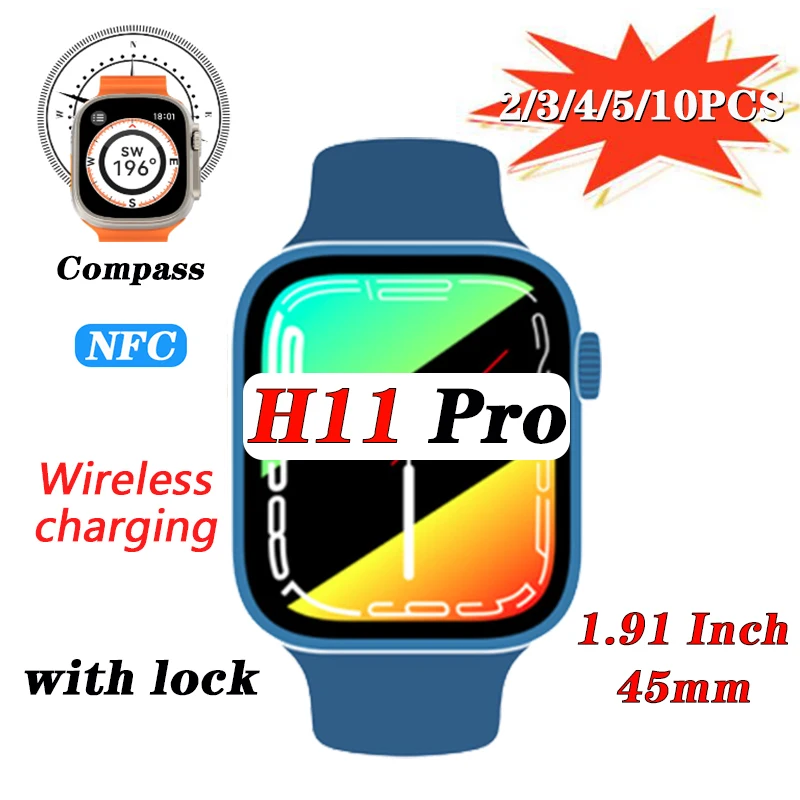 

H11 Pro Smart Watch 2/3/4/5/10PCS IWO Men Women Bluetooth Call 173 Sport Modes GPS NFC Tracker with Strap Lock Smart Watch