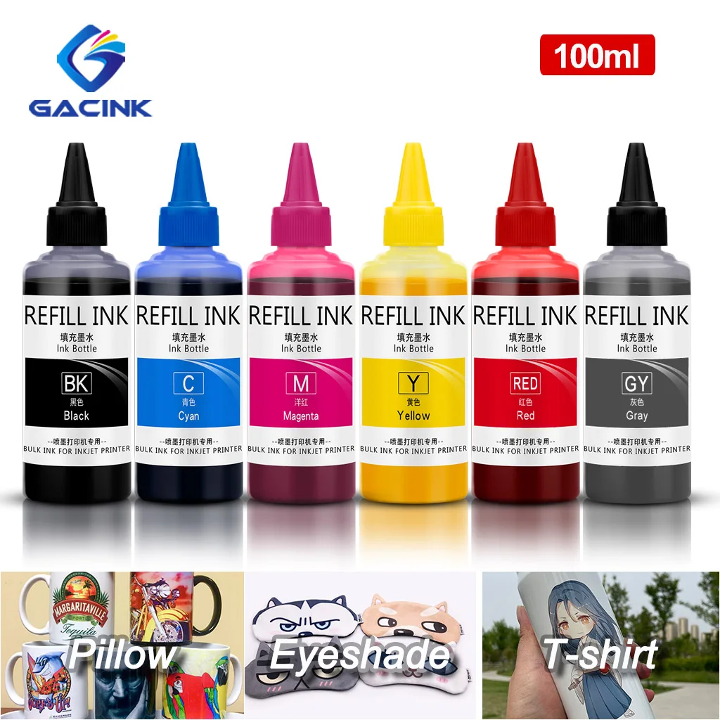 GACINK 100ML 312 314 Dye Sublimation Ink For Epson Expression Photo HD XP-15000 XP-15010 XP-15080 Heat Transfer Ink 6 Colors/Set