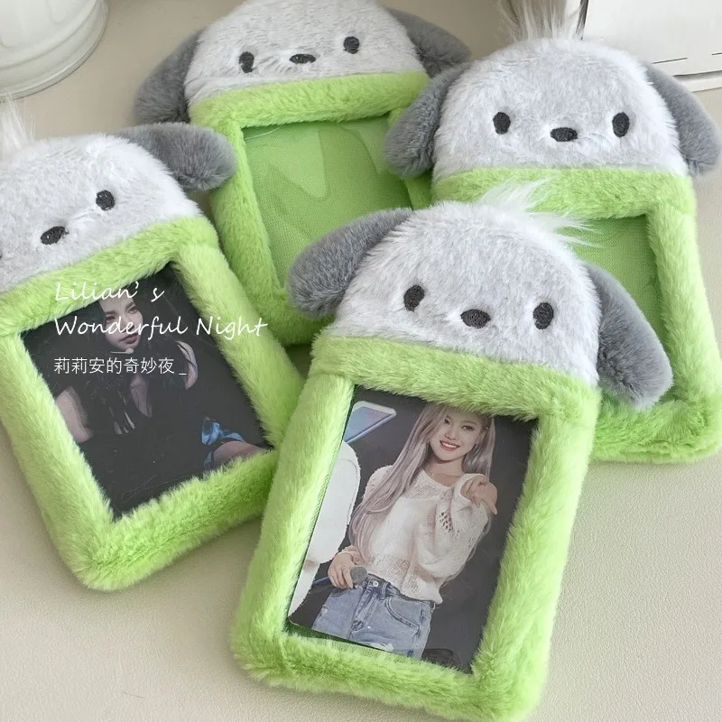 Kawaii Sanrio Pochacco плюшевый чехол для карт брелок ключей с мультяшной едой держатель