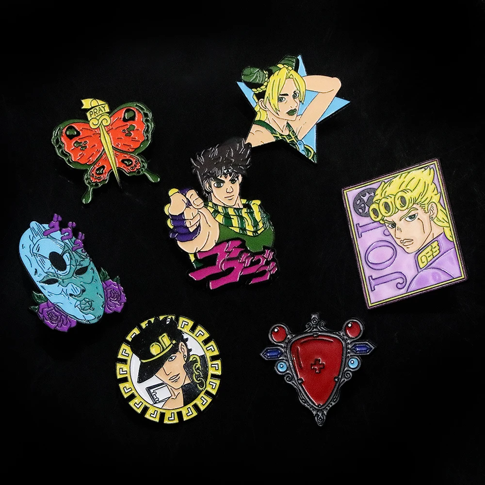 

Anime JoJos Bizarre Adventure Lapel Pins Brooch Kujo Jotaro Jolyne Cujoh Figure Badge For Briefcase Jacket Decoration Jewelry