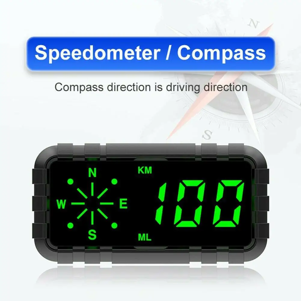 

Автомобильный прибор для измерения скорости HUD, Универсальный Компас с отображением пробега, GPS, превышение скорости, цифровой прибор для из...