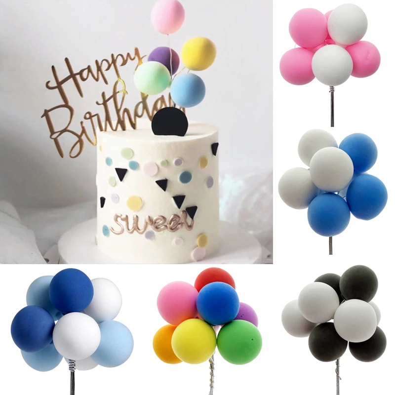 

8 шт. симпатичный глиняный шар, украшение для торта, для кекса, десерта, красочный глиняный шар, топпер для торта для детского дня рождения