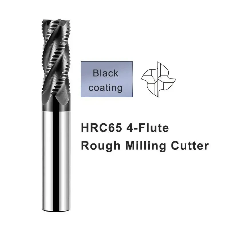 

Твердосплавные черновальные концевые фрезы, 4-зубые фрезы с ЧПУ, фрезы для грубой обработки металла HRC55 3,4,5,6,7,8,10-20 мм