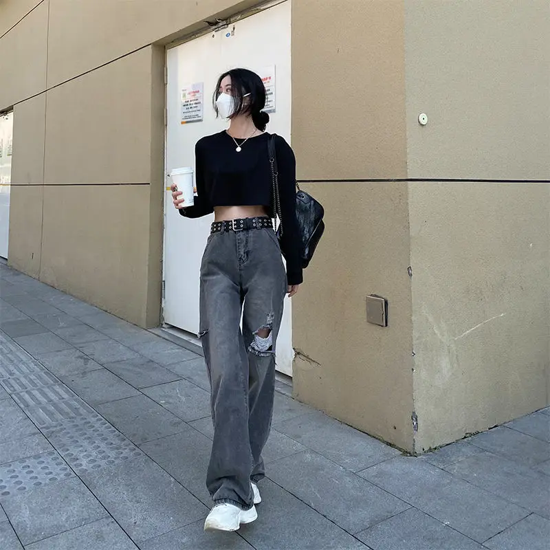 

Рваные джинсы с широкими штанинами, в стиле Харадзюку