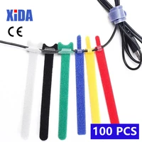 100pcs releasable cable ties colored plastics reusable cable ties nylon loop wrap zip bundle ties t type cable tie wire