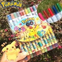 pokemon crayons 12 color cartoon paint brush pikachu student drawing school supplies stationery kids gift anime water color pen